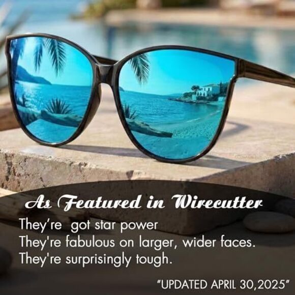 POLARIZED SUNGLASSES FOR WOMEN UV400 PROTECTION OVERSIZED CAT EYE FRAME RETRO - Picture 2 of 4